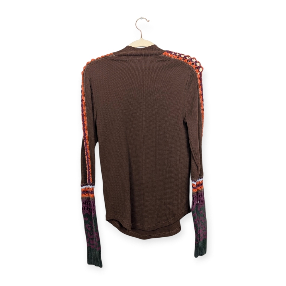 NWT Free People Chocolate Combo Switch It Up Thermal Top Size L - Picture 2 of 9